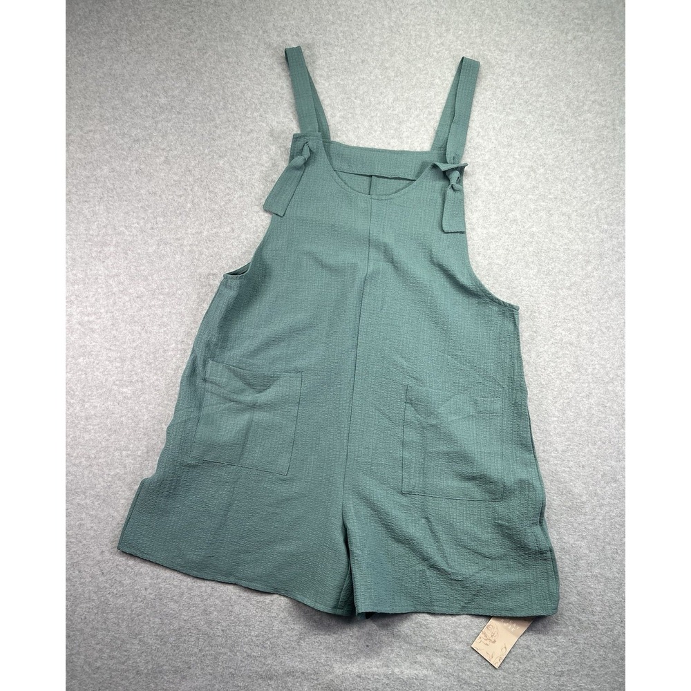 Emery Rose Shein Women's Romper Jumpsuit With Pockets Sz Large Green Cottagecore